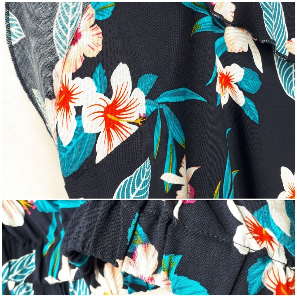 Crop Top Floral Print Ruffle Neck Spaghetti Strap - Picture 5 of 7